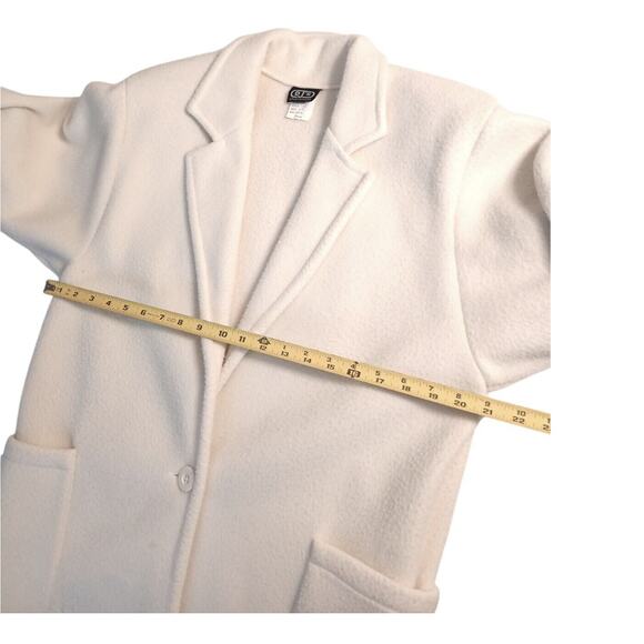 DJ’s Sportswear Fleece Jacket Sz S IVORY Warm Blazer Boyfriend Boxy Preppy - Picture 12 of 16